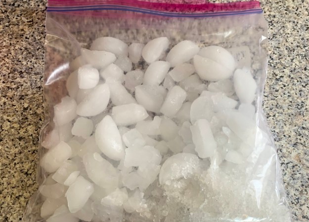 A gallon bag with ice and salt.