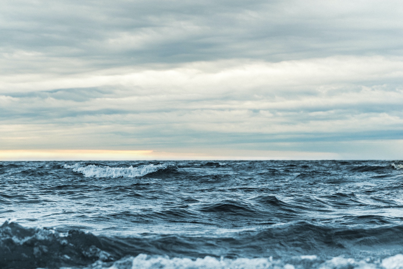 A view of the ocean, nothing but the waves and the horizon