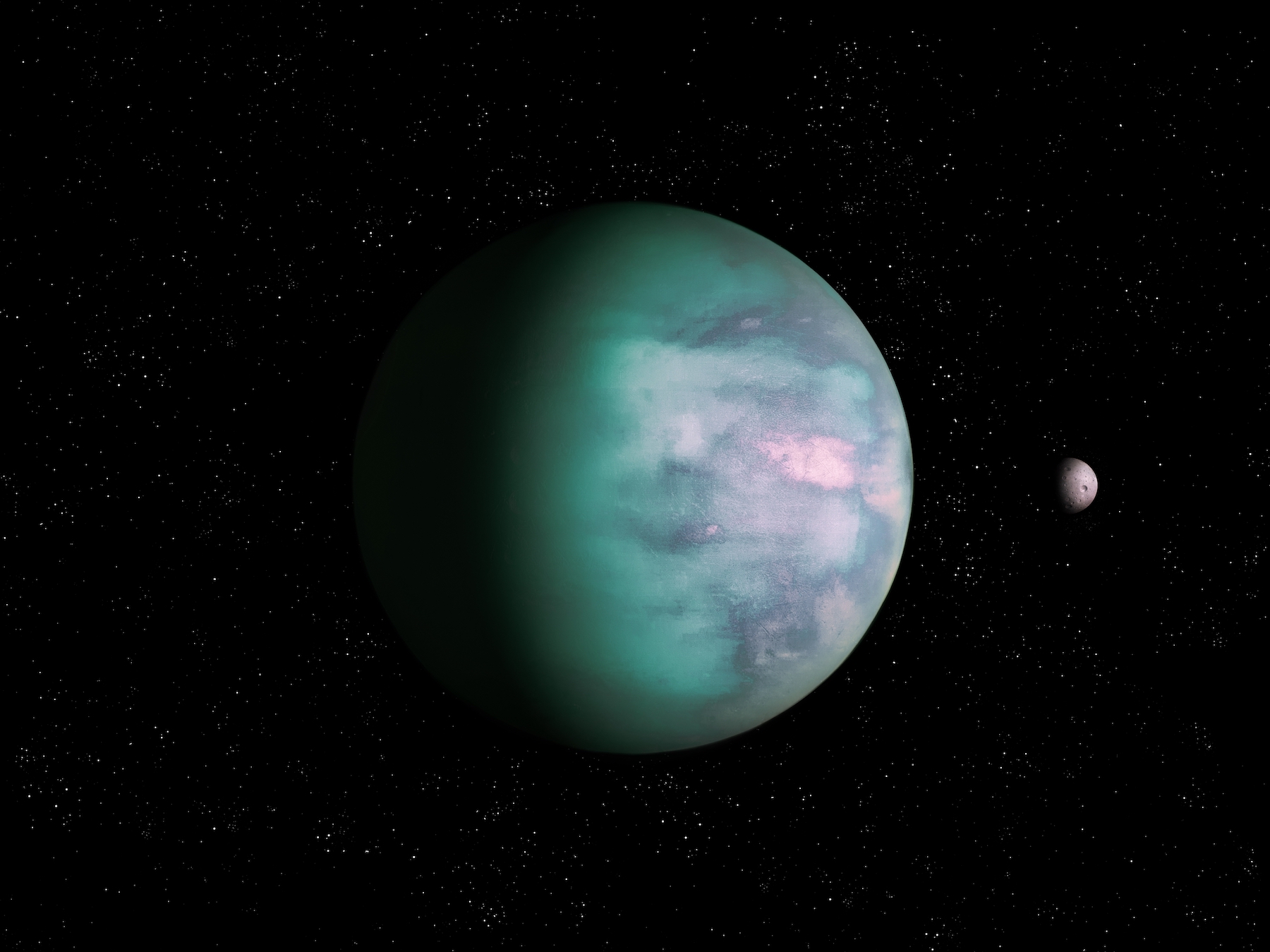 Blue exoplanet with a solid surface, water and oxygen.