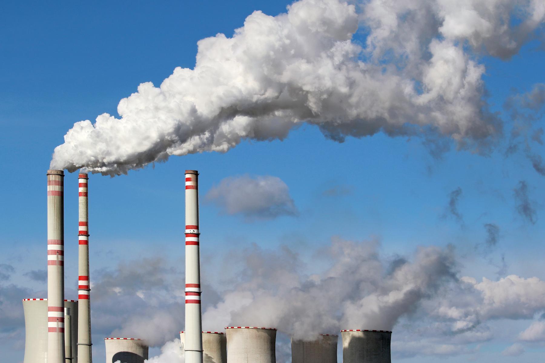 White smoke coming from a coal power plant chimney