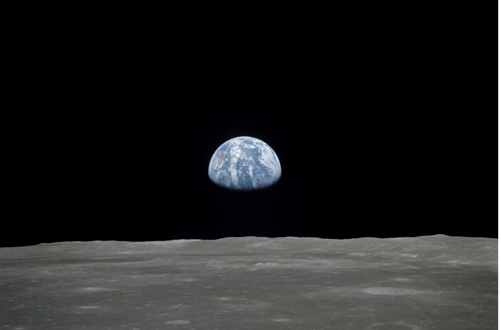 A view of Earth from the surface of the Moon.
