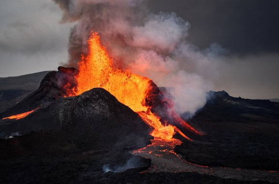 Fagradalsfjall volcano eruption on Reykjanes peninsula, Iceland.