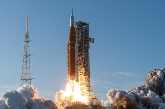 NASA’s Artemis II SLS rocket and Orion spacecraft lift off from Launch Complex on Wednesday, April 1, 2026.