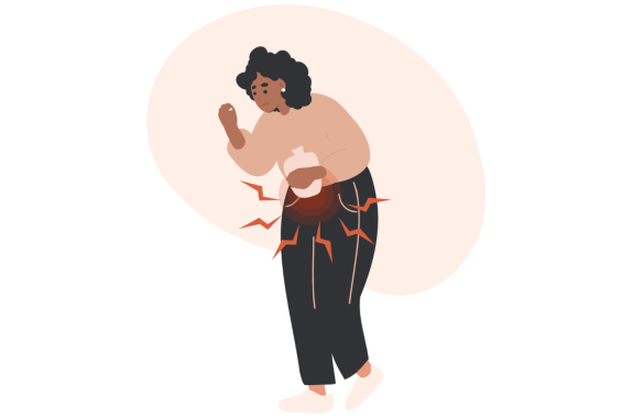 Illustration of a woman having period pain
