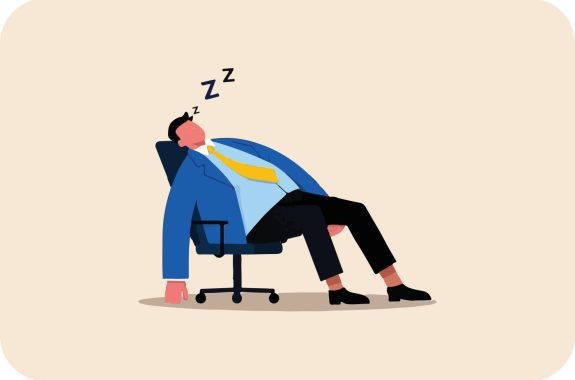 Businessman and business concept, Tired man sleeping in the office sitting on a chair