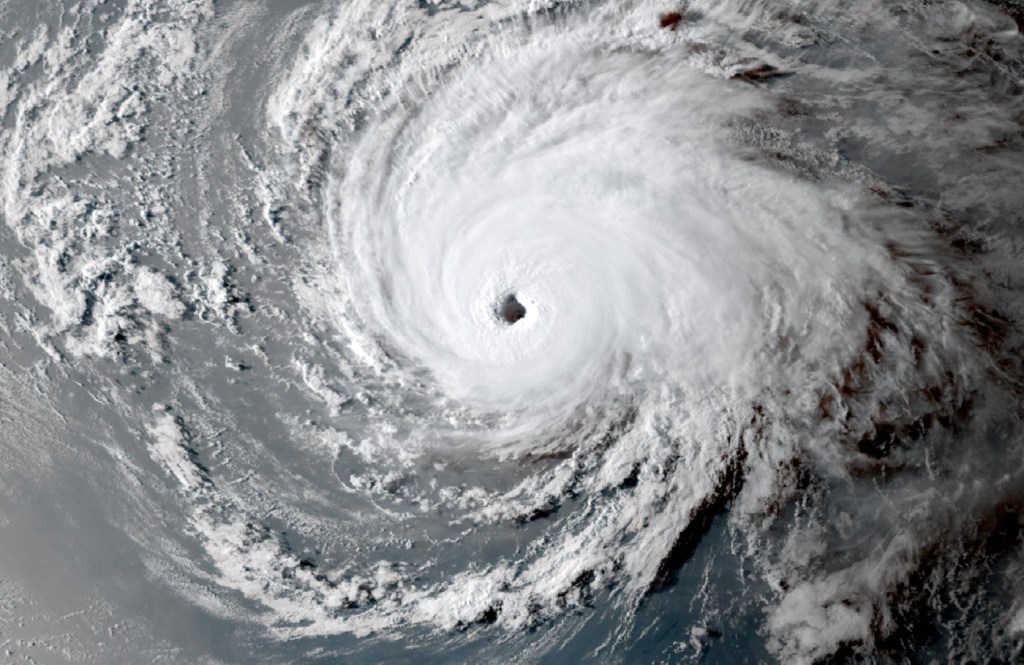 This image shows a hurricane forming via a satellite.